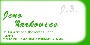 jeno markovics business card
